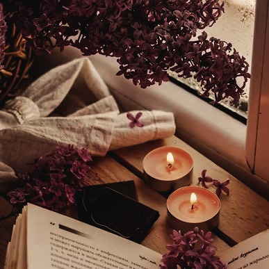 Candles and botanicals — wellness retreat ambiance